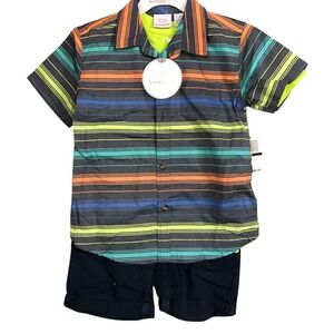 Koala Kids Boys Striped Button Down Shirt and Shorts Set Size 4T